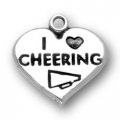 I LOVE CHEERING HEART Sterling Silver Charm - CLEARANCE
