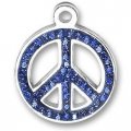 BLUE PEACE SYMBOL Crystal Sterling Silver Charm