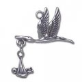 STORK with BABY Sterling Silver Charm