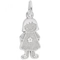 Girl with Flower Dress Sterling Silver Charm
