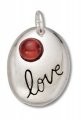 LOVE with GARNET STONE Sterling Silver Charm