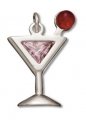 COSMOPOLITAN MARTINI with CRYSTAL Sterling Silver Charm