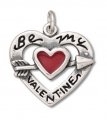 BE MY VALENTINE HEART Enameled Sterling Silver Charm