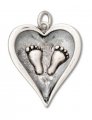 BABY FOOTPRINTS HEART Sterling Silver Charm