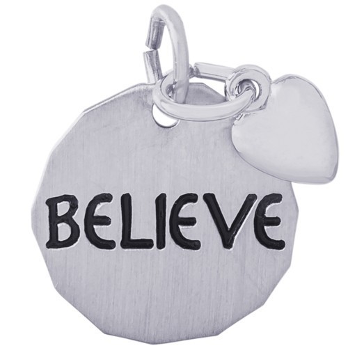 BELIEVE CHARM TAG WITH HEART ACCENT - Rembrandt Charms