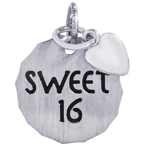 SWEET SIXTEEN CHARM TAG WITH HEART ACCENT - Rembrandt Charms