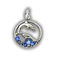 DOLPHIN with STONES Sterling Silver Charm