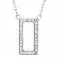 DIAMOND RECTANGLE Sterling Silver Pendant Necklace