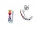 MULTI COLORED CZ CURVED POST Sterling Silver Earrings