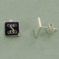 Small Square Sterling Silver Monogram Earrings on Posts