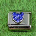 Blue Crystal Heart Italian Link - DISCONTINUED