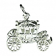 English Coach with Movable Wheels Sterling Silver Charm