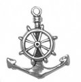 SHIP WHEEL and ANCHOR Sterling Silver Charm