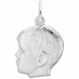 Young boys head sterling silver charm