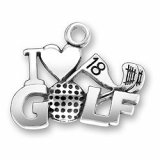 I LOVE GOLF Sterling Silver Charm - CLEARANCE