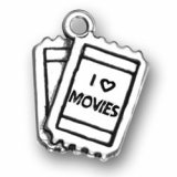 I LOVE MOVIES Sterling Silver Charm - CLEARANCE