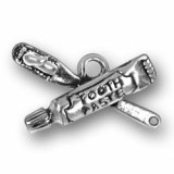 TOOTHPASTE & TOOTHBRUSH Sterling Silver Charm - CLEARANCE