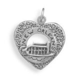 NEW ORLEANS RIVERBOAT HEART Sterling Silver Charm