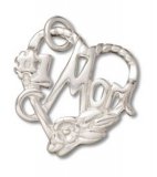 #1 MOM FLORAL HEART Sterling Silver Charm