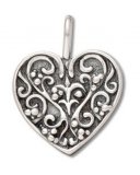 FLEUR DE LIS HEART Sterling Silver Pendant