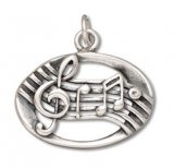TREBLE CLEF & MUSICAL NOTES Sterling Silver Charm