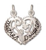 MOTHER & DAUGHTER HEART (2 Pieces) Sterling Silver Charm