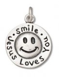 SMILE JESUS LOVES YOU Sterling Silver Charm