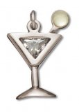 MARTINI with OLIVE and CRYSTAL Sterling Silver Charm
