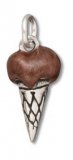 CHOCOLATE ICE CREAM CONE Enameled Sterling Silver Charm
