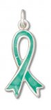 TSUNAMI RELIEF AWARENESS RIBBON Enameled Sterling Silver Charm
