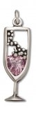 GLASS of PINK CHAMPAGNE Sterling Silver Charm