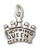 QUEEN of SHOPPING Sterling Silver Charm
