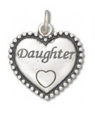 BEADED DAUGHTER HEART Sterling Silver Charm