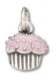 PINK CUPCAKE Enameled Sterling Silver Charm