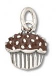 CHOCOLATE CUPCAKE Enameled Sterling Silver Charm