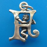 Angel Letter F Sterling Silver Charm