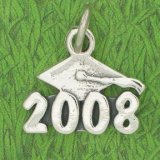 GRADUATION CAP 2008 Sterling Silver Charm - DISCONTINUED