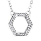 DIAMOND HEXAGONAL Sterling Silver Pendant Necklace