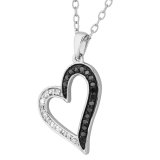 DIAMOND HEART Sterling Silver Pendant & Necklace