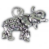 I LOVE ELEPHANTS Sterling Silver Charm