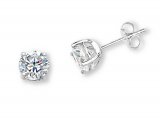 1CT ROUND CZ STUD Sterling Silver Earrings