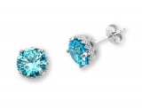 8MM ROUND TOPAZ CZ POST Sterling Silver Earrings
