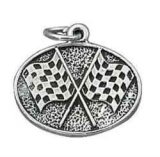 CHECKERED RACING FLAG Sterling Silver Charm