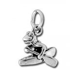 FROG in CANOE Sterling Silver Charm