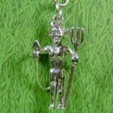 Devil with Pitch Fork and Forked Tail Sterling Silver Charm