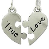 True Love Puzzle Heart Sterling Silver Charm