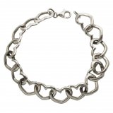 Intertwined Heart Link Vintage Sterling Silver Bracelet