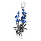 BLUE BONNET - TEXAS FLOWER Enameled Sterling Silver Charm