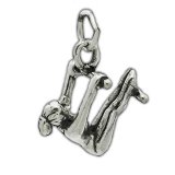 FEMALE GYMNAST on UNEVEN BARS Sterling Silver Charm