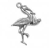 Stork with Baby Sterling Silver Charm